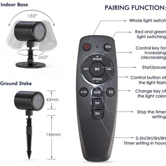 Christmas Projector Lights Outdoor, Elsture Red and Green Star Show Projection - Picture 5 of 6